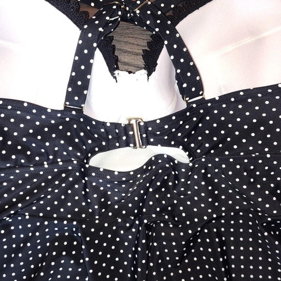 Allure Cross-Back Peplum Tankini Top Polka Dot Black/White Women’s US 1X/16/18 - Picture 4 of 6
